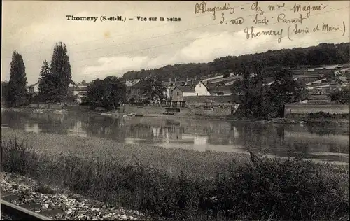 Ak Thomery Seine et Marne, Vue sur la Seine