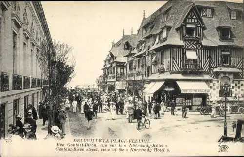 Ak Deauville Calvados, Rue Gontaut Biron, Normandie Hotel