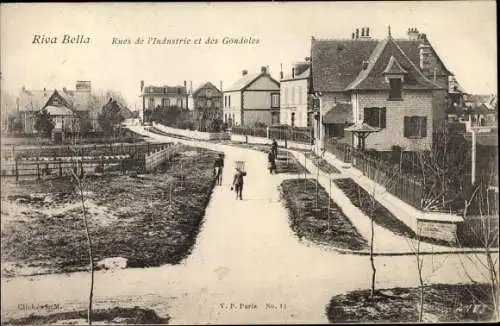 Ak Riva Bella Calvados, Rues de l'industrie et des Gondoles