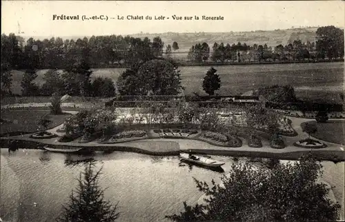 Ak Fréteval Loir et Cher, Le Chalet du Loir, Vue sur la Roserale