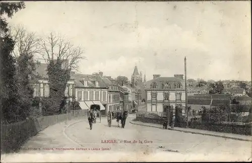 Ak Laigle Orne, Rue de la Gare