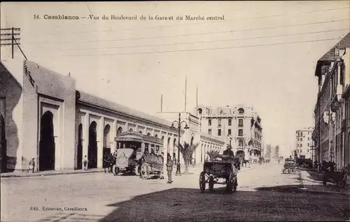 Ak Casablanca Marokko, Boulevard de la Gare, Marche central