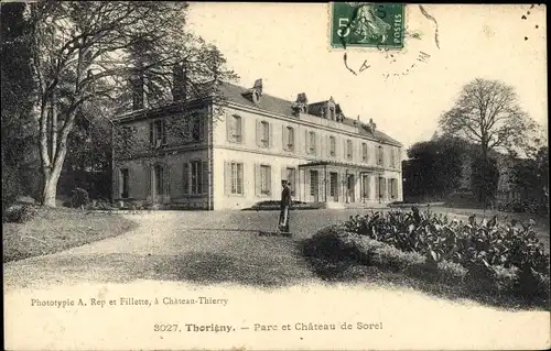 Ak Thorigny sur Marne Seine et Marne, Parc et Château de Sorel