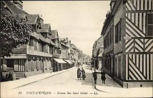 Ak Pont l Eveque Calvados, Grande Rue Saint Michel