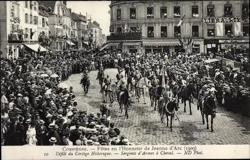 Ak Compiègne Oise, Fêtes en l'Honneur de Jeanne d'Arc, Sergents d'Armes à Cheval