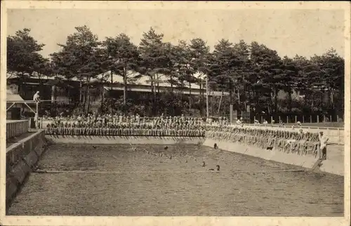 Ak Japan, Schwimer im Freibad, Becken