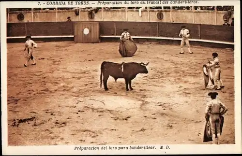 Ak Stierkampf, Preparacion del toto para banderillear