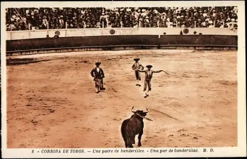 Ak Stierkampf, Corrida de Toros, une paire de banderilles