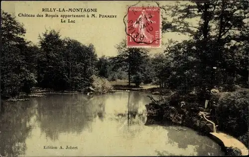 Ak Rilly la Montagne Marne, Chateau des Rozais, le lac