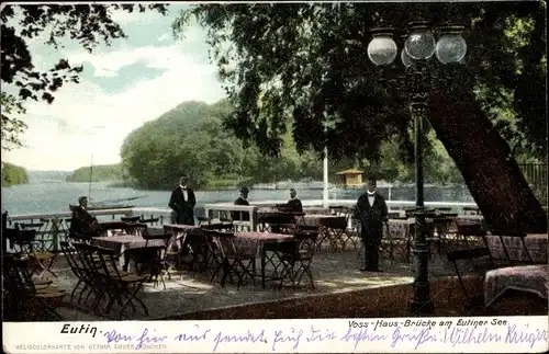 Ak Eutin in Ostholstein, Voss Haus Brücke, Eutiner See