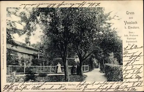 Ak Vossloch Bokholt Hanredder in Schleswig Holstein, Gartenpartie