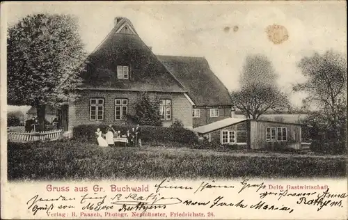 Ak Groß Buchwald in Holstein, Delfs Gastwirtschaft