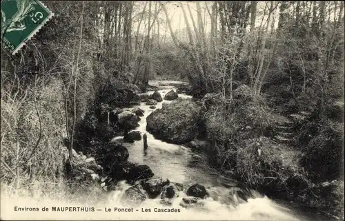Ak Mauperthuis Seine et Marne, Le Poncet, Les Cascades
