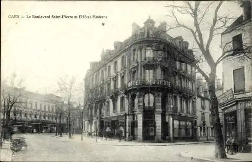 Ak Caen Calvados, Boulevard Saint Pierre, Hotel Moderne