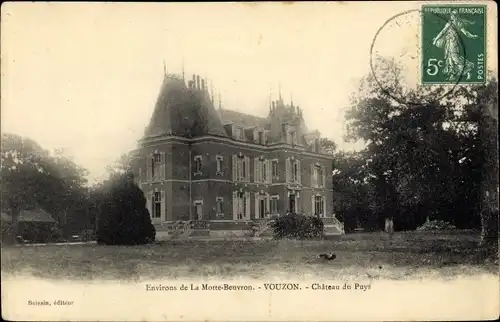 Ak Vouzon Loir et Cher, Château du Puys, vue générale, pelouse