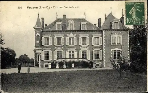 Ak Vouzon Loir et Cher, Chateau Sainte Marie, vue générale, pelouse