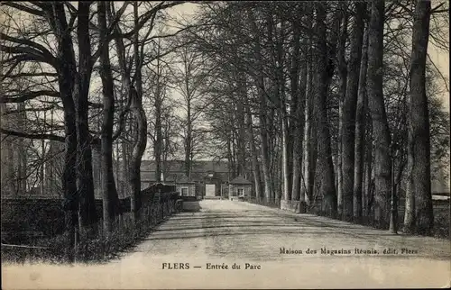 Ak Flers Orne, Entrée du Parc