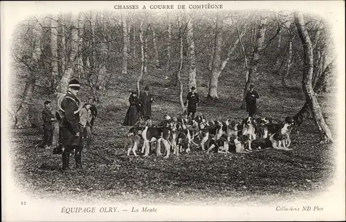 Ak Compiègne Oise, Équipage Orly, La Meute, Chasses à Courre