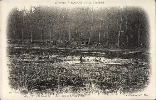 Ak Compiègne Oise, Chasses à Courre, Bat l'eau à Sainte Périne, Équipage Orly