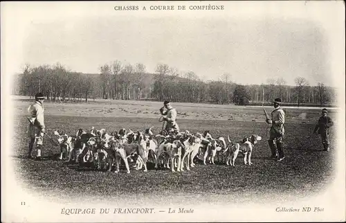 Ak Compiègne Oise, Équipage du Francport, Chasses à Courre, La Meute