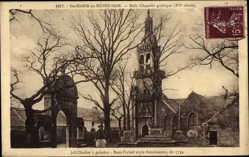 Ak Sainte-Marie du Ménez Hom Plomodiern, belle Chapelle, beau Portail