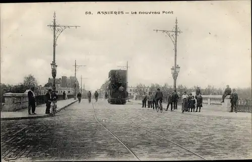 Ak Asnières sur Seine Hauts-de-Seine, Le nouveau Pont