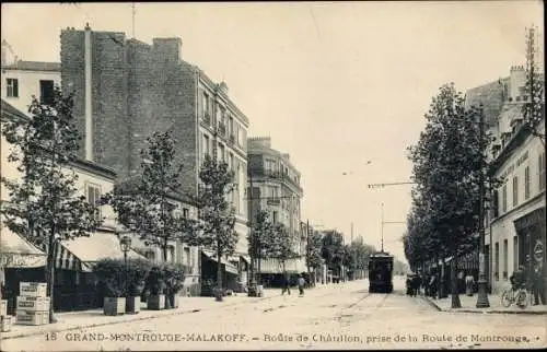 Ak Malakoff Hauts de Seine, Route de Châtillon, prise de la Route Montrouge