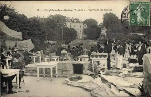 Ak Enghien les Bains Val d’Oise, Terrasse du Casino