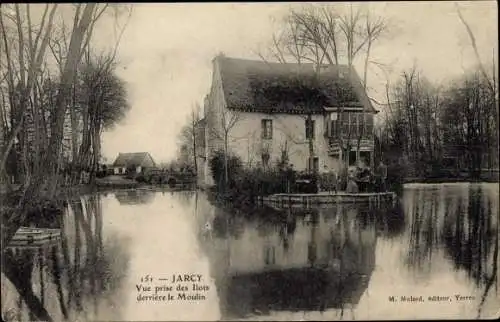 Ak Jarcy Essonne, Vue prise des Ilots derriere le Moulin