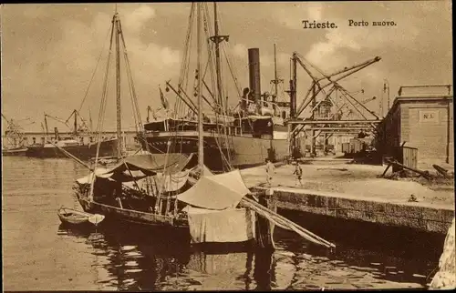 Ak Triest Trieste Friuli Venezia Giulia, Porto nuovo, Österreichisches Kriegsschiff, SMS Kassa