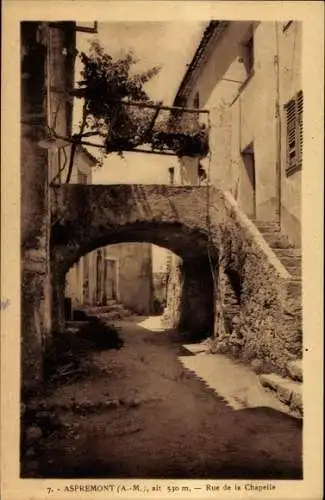 Ak Aspremont Alpes-Maritimes, Rue de la Chapelle