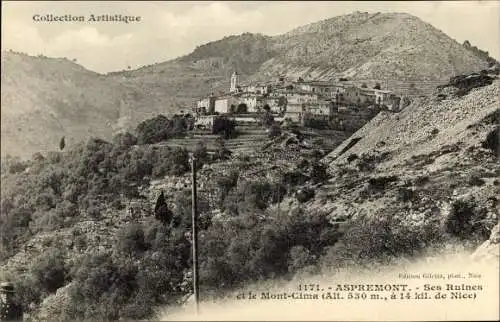 Ak Aspremont Alpes-Maritimes, Ses Ruines et le Mont Cima