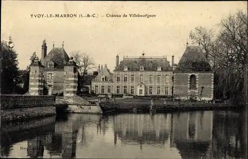Ak Yvoy le Marron Loir et Cher, château de Villebourgeon, vue générale, prise de l'eau