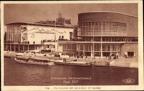 Ak Exposition Internationale Paris 1937, Pavillons de Belgique et Suisse