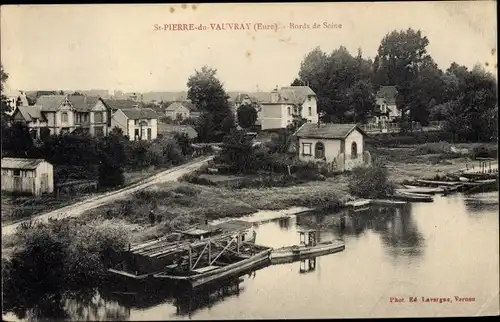 Ak Saint Pierre du Vauvray Eure, Bords de Seine