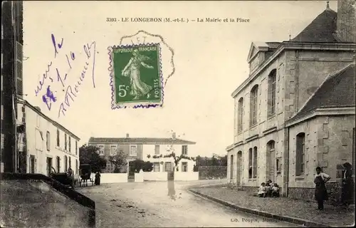 Ak Le Longeron Maine et Loire, Mairie et la Place