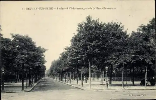 Ak Neuilly sur Seine Hauts de Seine, Boulevard d'Inkermann, pris de la Place d'Inkermann