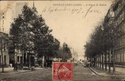 Ak Neuilly sur Seine Hauts de Seine, L'Avenue de Madrid, Rue Saint James