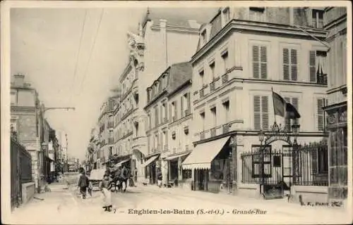 Ak Enghien les Bains Val d’Oise, Grande Rue