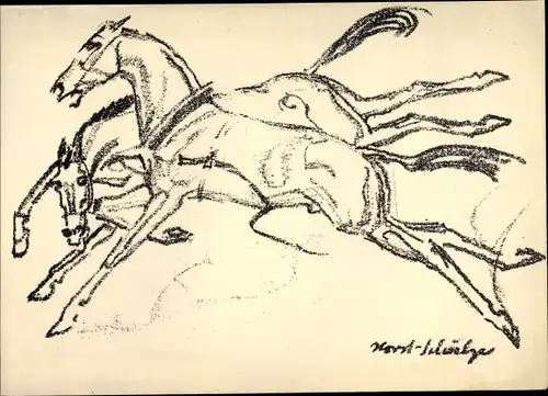 Künstler Ak Horst Schulze, Pferde, Sächsischer Künstlerhilfsbund 1931