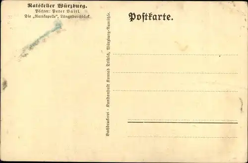 Ak Würzburg am Main Unterfranken, Ratskeller, Die Ratskapelle