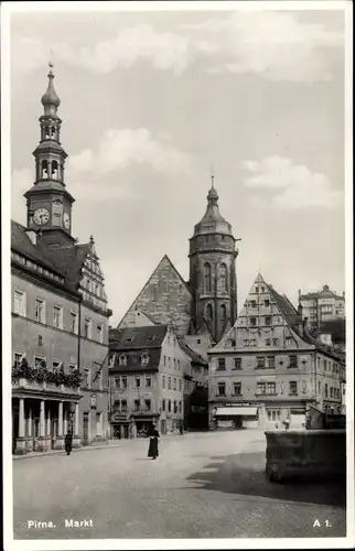 Ak Pirna an der Elbe, Markt