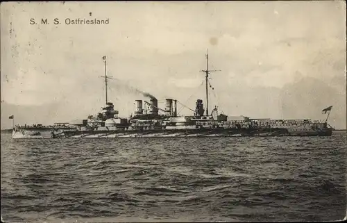 Ak Kaiserliche Marine, Kriegsschiff Ostfriesland