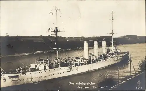 Ak Kaiserliche Marine, Deutsches Kriegsschiff, Kleiner Kreuzer Emden, PFB 3470