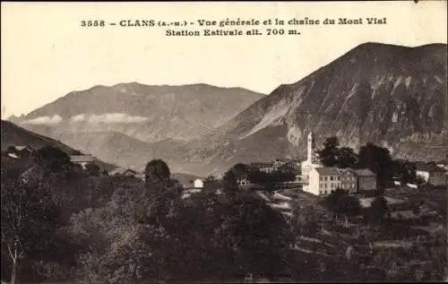 Ak Clans Alpes Maritimes, Vue générale et la chaine du Mont Vial