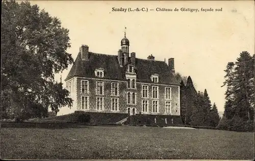 Ak Souday Loir et Cher, Château de Glatigny, facade sud, pelouse