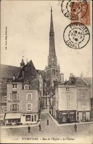 Ak Pithiviers Loiret, Rue de l'Église, Le Clocher
