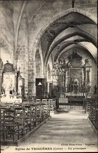 Ak Triguères Loiret, Nef principale, Église