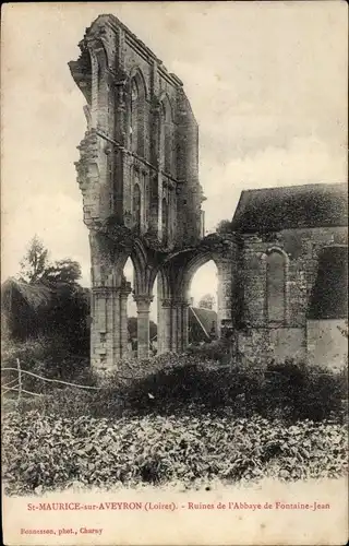 Ak Saint Maurice sur Aveyron Loiret, Ruines de l'Abbaye de Fontaine Jean