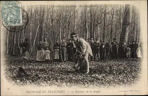 Ak Compiègne Oise, Le Balancer de la Nappe, Chasses a courre